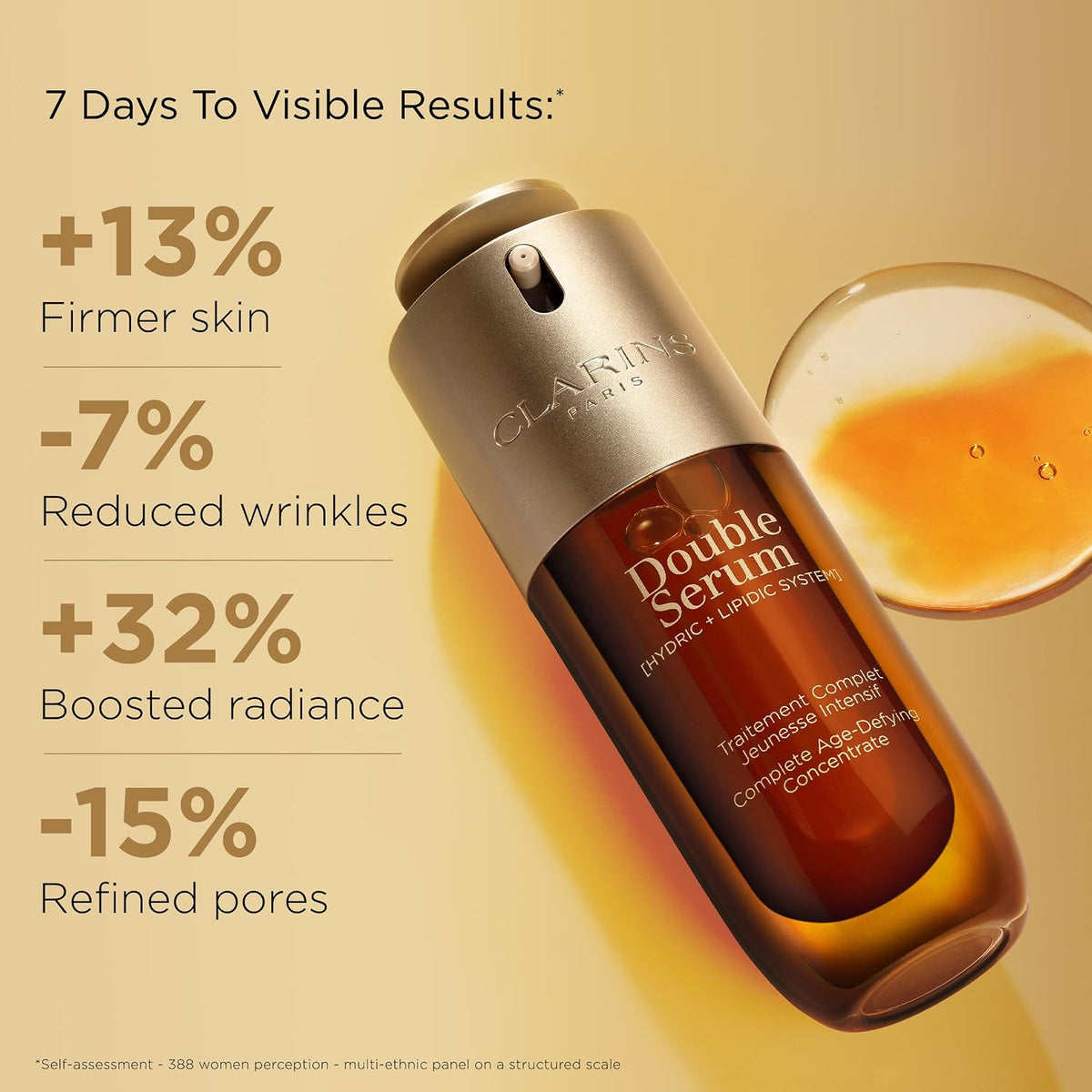 Clarins Double Serum Complete Age Control Dual-Phase Revitalizing Anti-Aging Facial Serum for Fine Lines, Wrinkles, Enlarged Pores and Radiant Skin