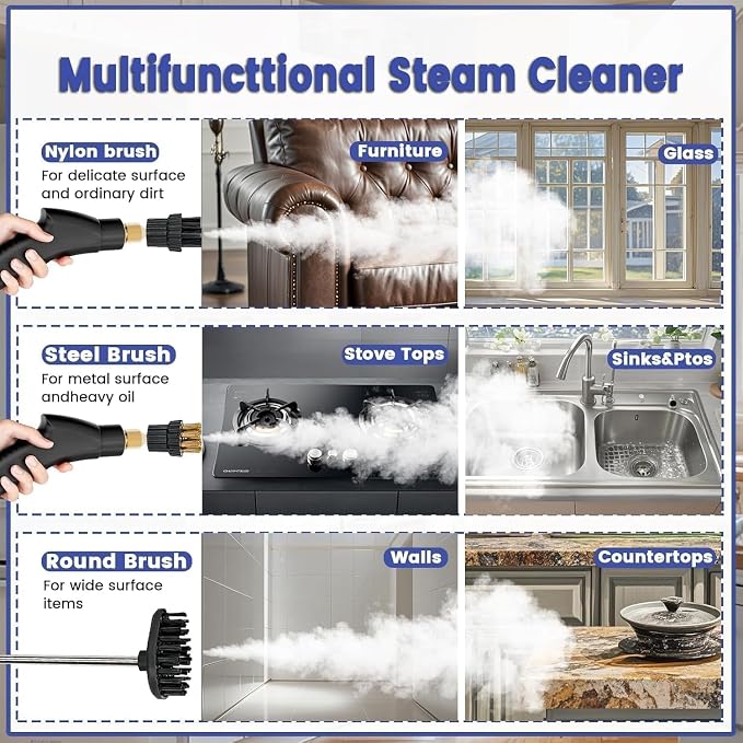 Pressurized Steam Cleaner, Handheld Steam Cleaning Machine for Kitchen, Bathroom, Floors, Windows and Household Cleaning