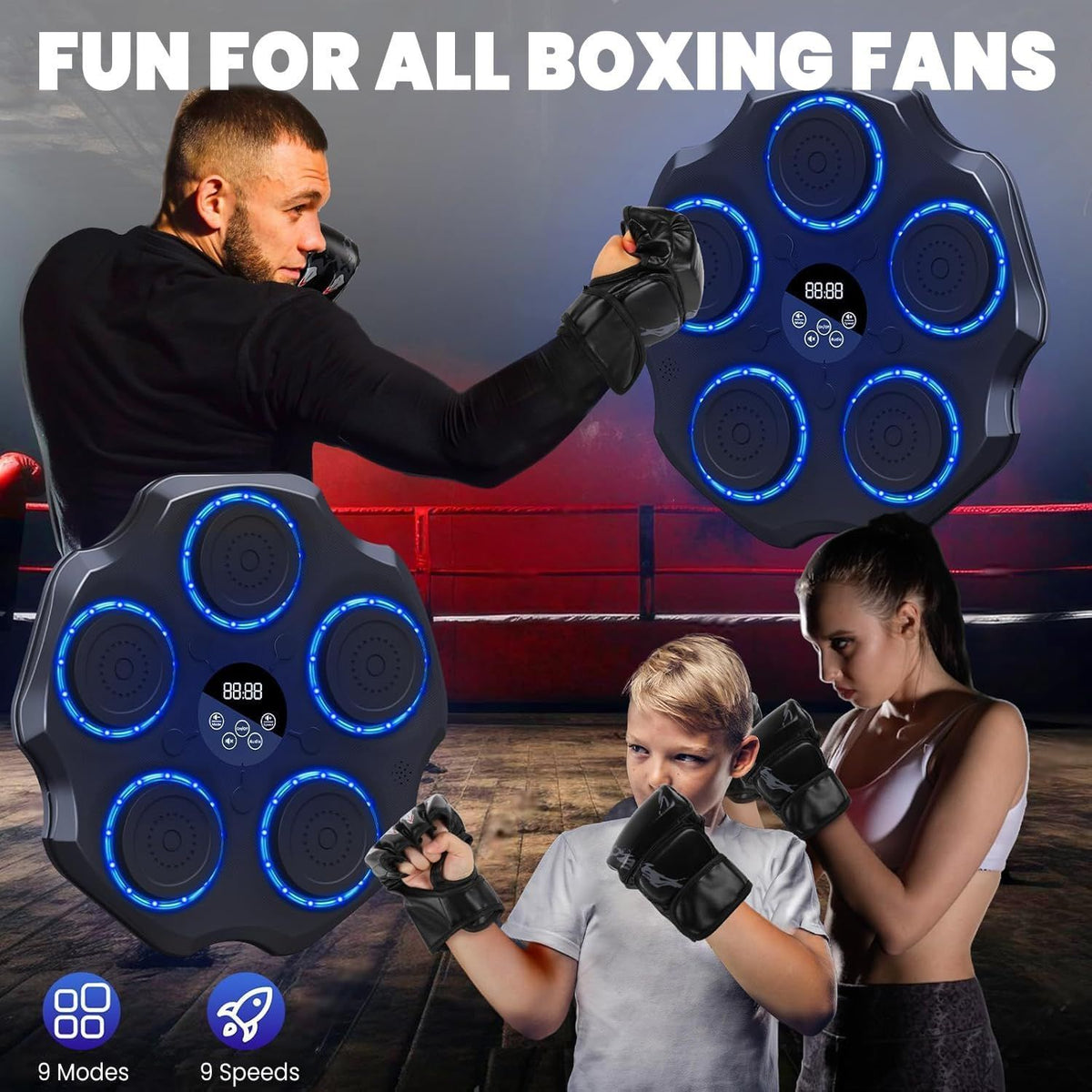 Electronic Boxing Machine with LED Lights – Wall Mounted Punching Bag, Smart Boxing Target for Interactive Fitness Training, Home Gym Workout Equipment for Adults & Kids