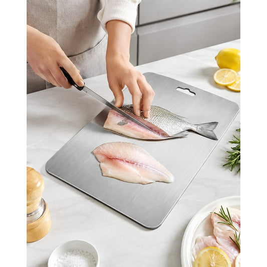 Stainless Steel Chopping Board for Kitchen, Heavy-Duty Cutting Board for Meat, Vegetables & Fruits, Easy-Clean Kitchen Cutting Board
