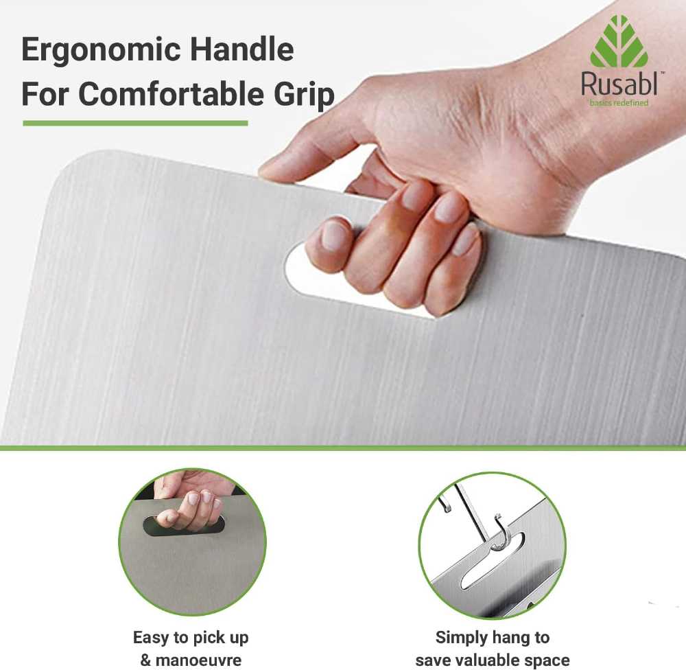 Stainless Steel Chopping Board for Kitchen, Heavy-Duty Cutting Board for Meat, Vegetables & Fruits, Easy-Clean Kitchen Cutting Board