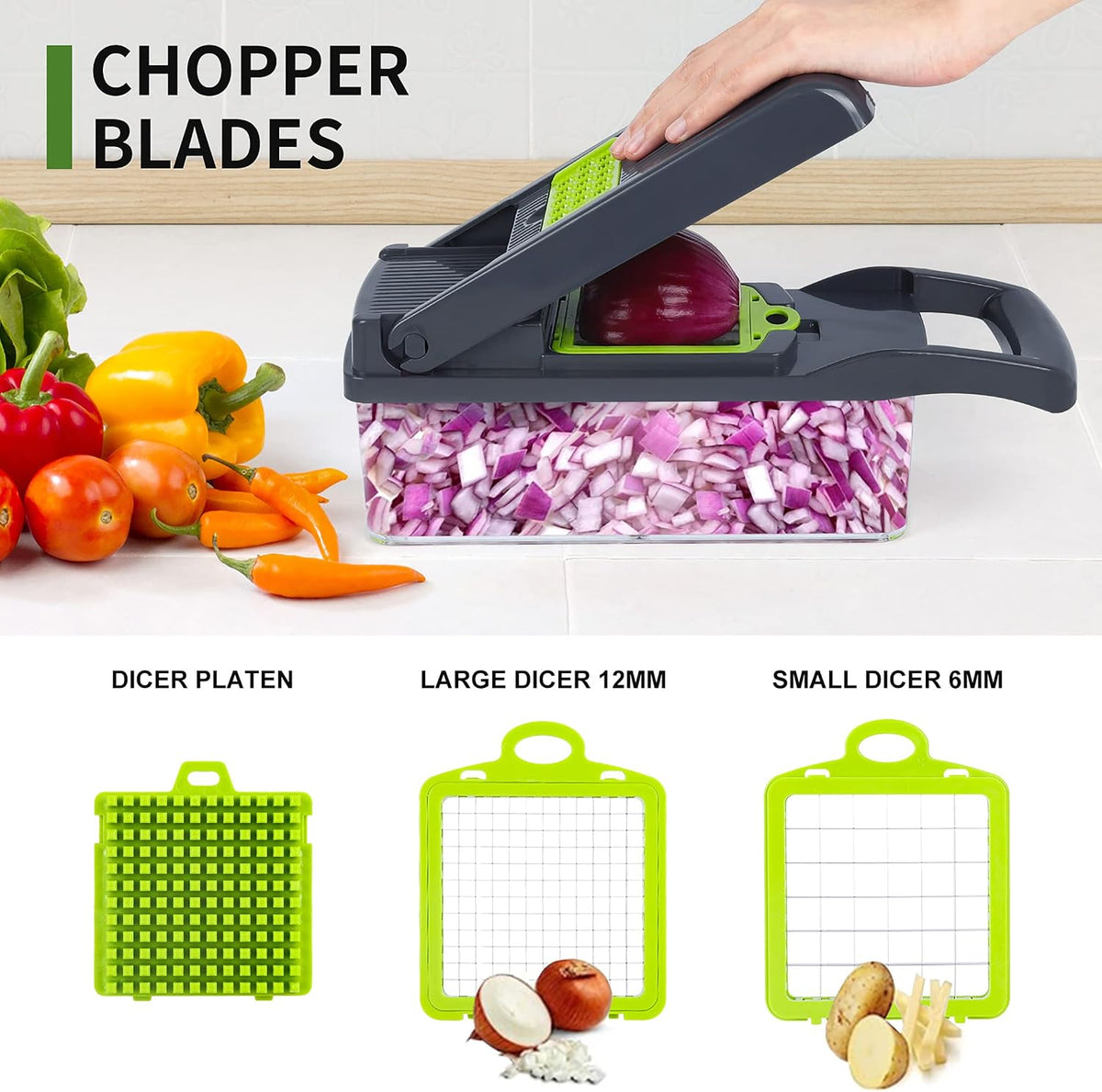 Multi-Function Vegetable Chopper, Cutter & Slicer – Manual Kitchen Food Cutter for Fast & Easy Vegetable Preparation