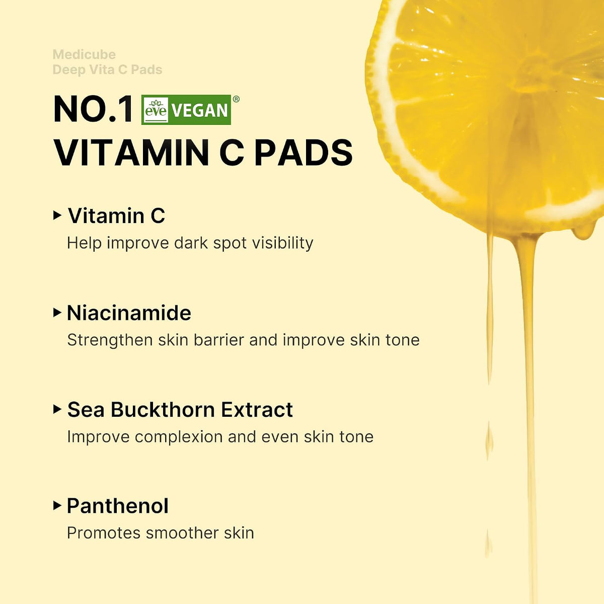 Medicube Deep Vita C Toner Pads – Vitamin C Facial Pads with 500,000 PPM Vitamin Water & 3 Vitamins for Hydration, Resurfacing & Brighter-Looking Skin, 70 Pads