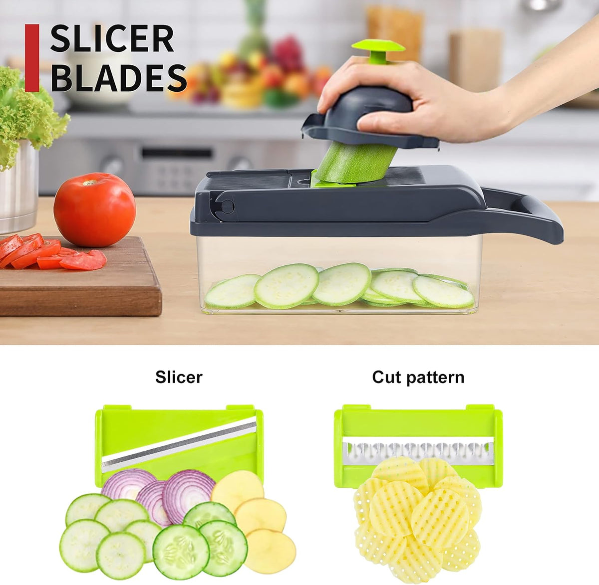 Multi-Function Vegetable Chopper, Cutter & Slicer – Manual Kitchen Food Cutter for Fast & Easy Vegetable Preparation