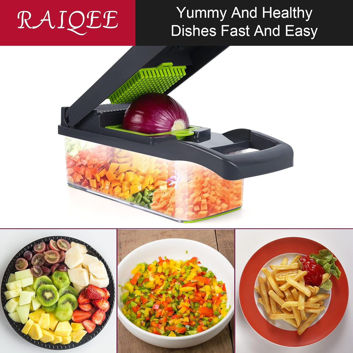 Multi-Function Vegetable Chopper, Cutter & Slicer – Manual Kitchen Food Cutter for Fast & Easy Vegetable Preparation