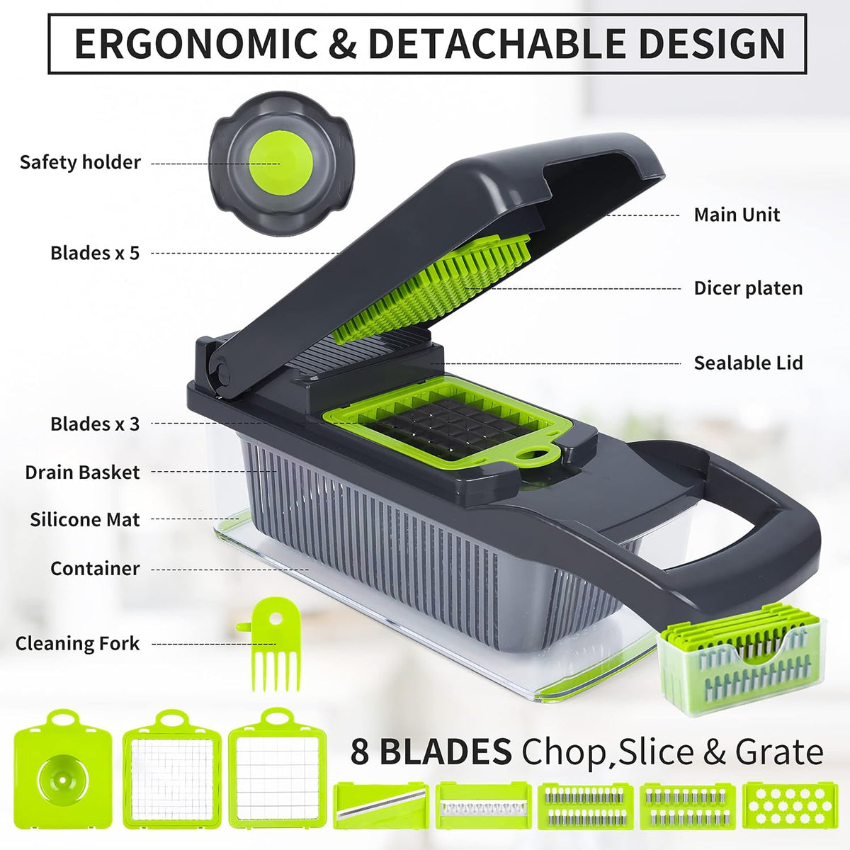 Multi-Function Vegetable Chopper, Cutter & Slicer – Manual Kitchen Food Cutter for Fast & Easy Vegetable Preparation