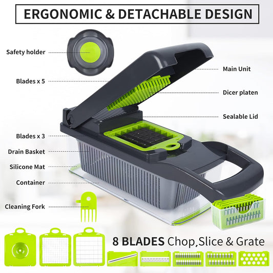 Multi-Function Vegetable Chopper, Cutter & Slicer – Manual Kitchen Food Cutter for Fast & Easy Vegetable Preparation
